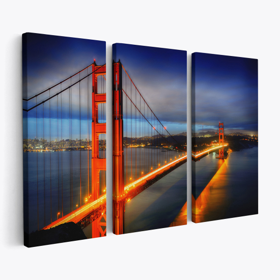 Stampa Trittico su tela - New York Golden Gate