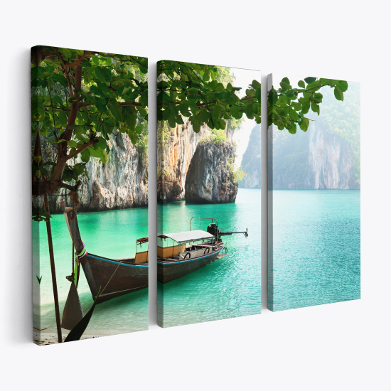 Stampa Trittico su tela - Paesaggio della Thailandia