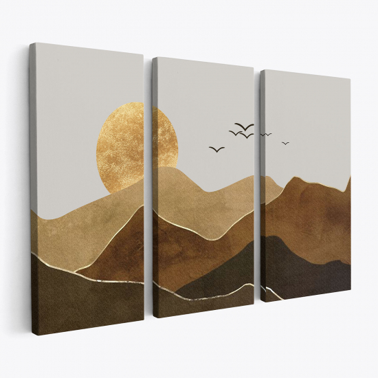 Stampa Trittico su tela - Paesaggio desertico