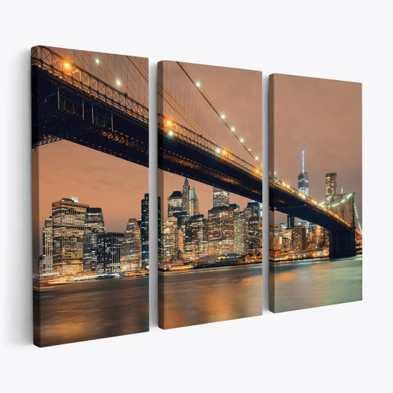 Stampa Trittico su tela - Ponte di Brooklyn New York