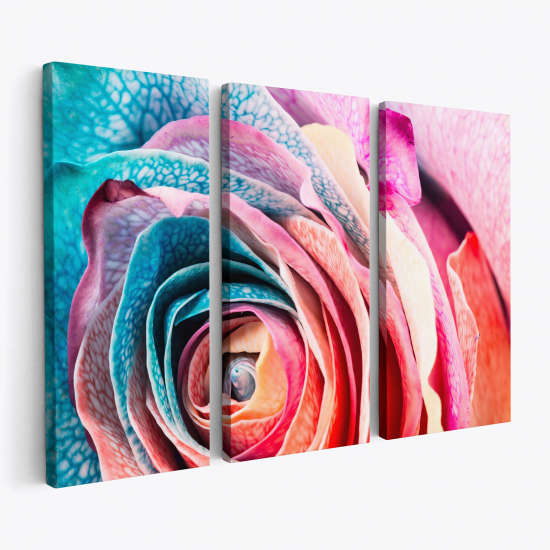 Stampa Trittico su tela - Rosa colorato