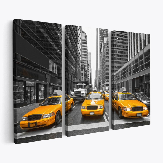 Stampa Trittico su tela - Taxi di New York