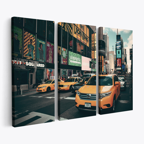 Stampa Trittico su tela - Taxi di New York