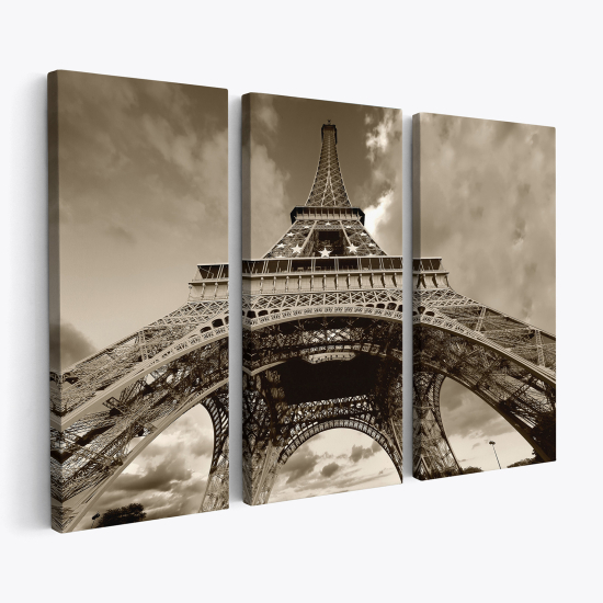 Stampa Trittico su tela - Torre Eiffel Parigi