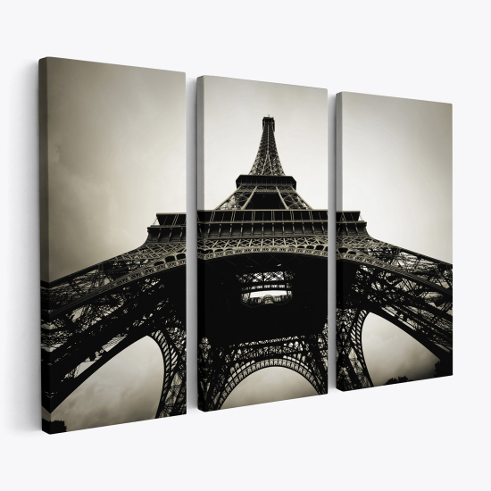 Stampa Trittico su tela - Torre Eiffel Parigi