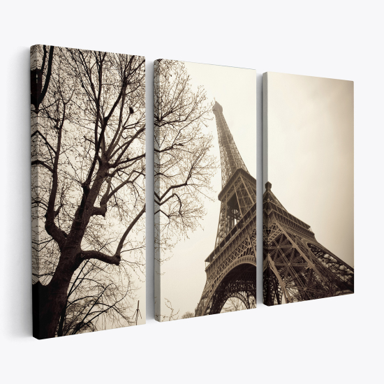 Stampa Trittico su tela - Torre Eiffel Parigi
