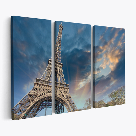 Stampa Trittico su tela - Torre Eiffel Parigi