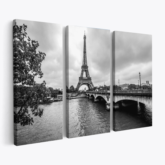 Stampa Trittico su tela - Torre Eiffel Parigi
