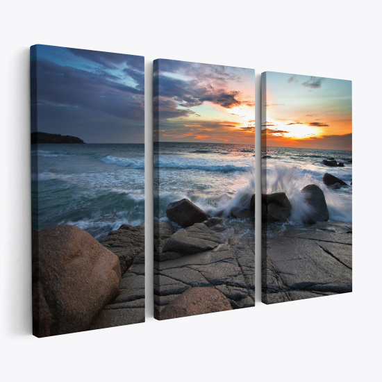 Stampa Trittico su tela - Vista Mare