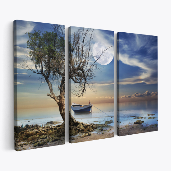 Stampa Trittico su tela - Vista Mare