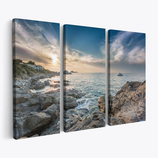 Stampa Trittico su tela - Vista Mare oceano