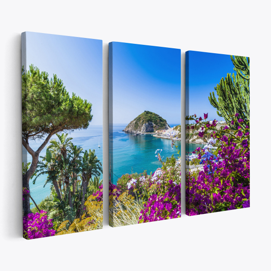 Stampa Trittico su tela - Vista sul mare