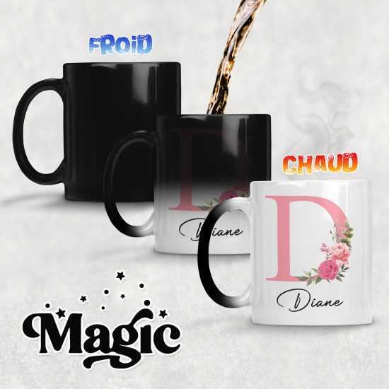 Tazza magica monogram personalizzata - Lettera D