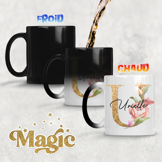 Tazza magica monogram personalizzata - Lettera U