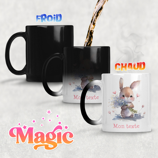 Tazza magica personalizzata - Coniglio Fiori
