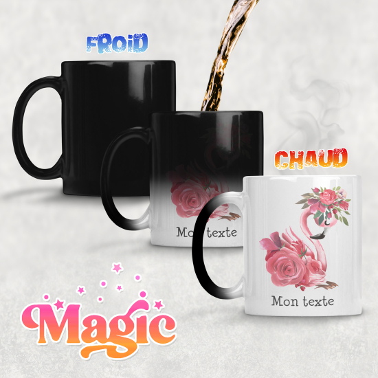 Tazza magica personalizzata - Fenicottero rosa fiori