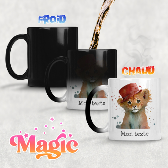 Tazza magica personalizzata - Leoncino con cappello
