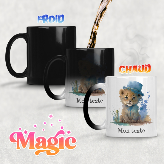 Tazza magica personalizzata - Leoncino con cappello