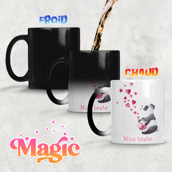 Tazza magica personalizzata - Panda Cuori