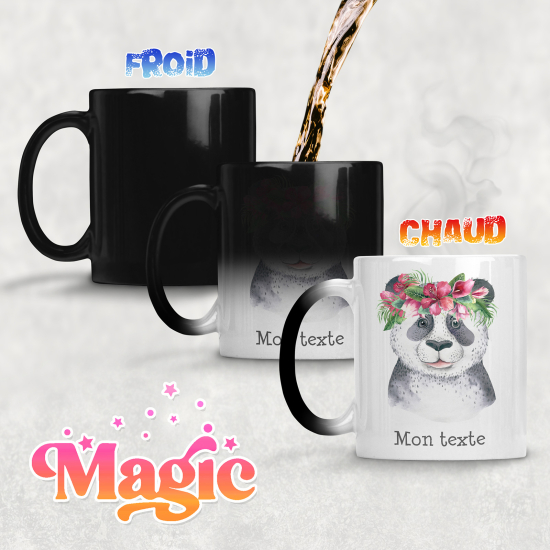 Tazza magica personalizzata - Panda fiori