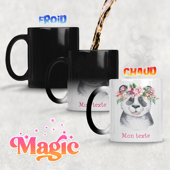 Tazza magica personalizzata - Panda fiori