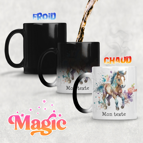 Tazza magica personalizzata - Pony acquerello