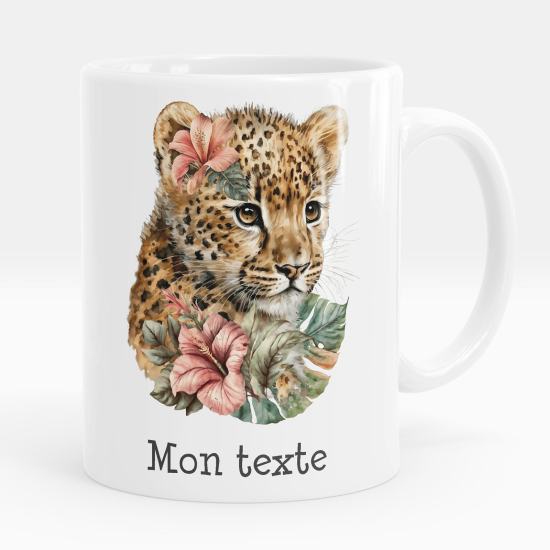 Tazza / Mug personalizzata - Bambino leopardo fiori