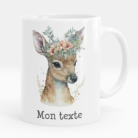 Tazza / Mug personalizzata - Cerbiatto fiori