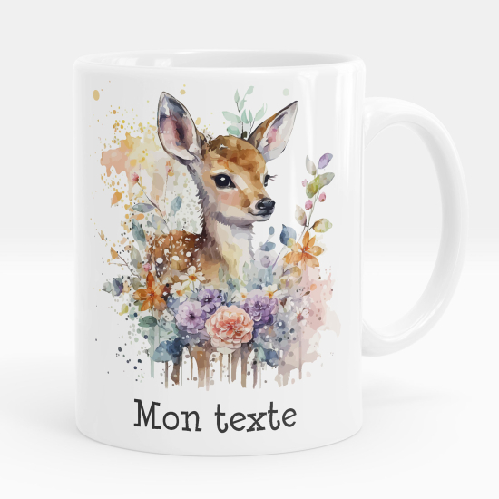 Tazza / Mug personalizzata - Cerbiatto fiori