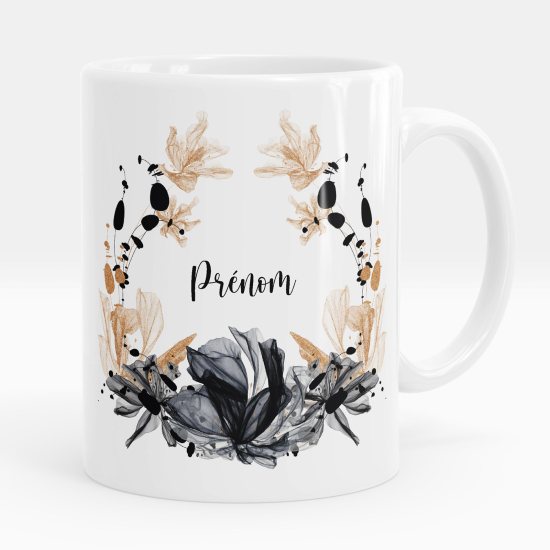 Tazza / Mug personalizzata - Fiori neri e dorati