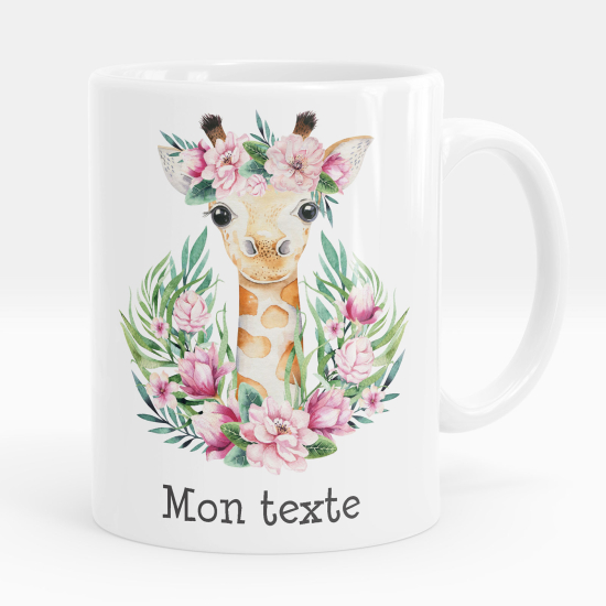 Tazza / Mug personalizzata - Giraffa - fiori