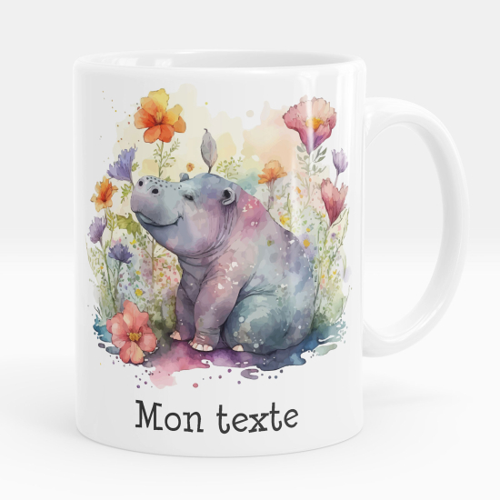 Tazza / Mug personalizzata - ippopotamo fiori