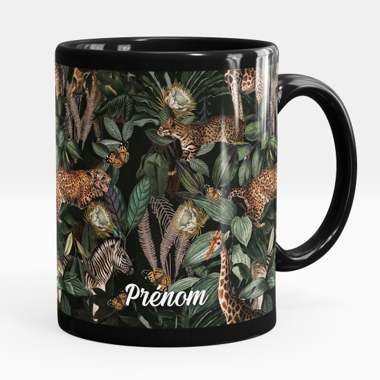 Tazza / Mug personalizzata Nero integrale - Animali della giungla