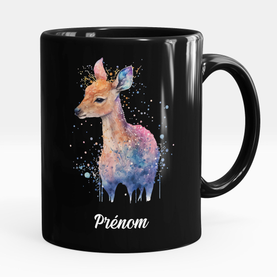 Tazza / Mug personalizzata Nero integrale - Cerbiatto