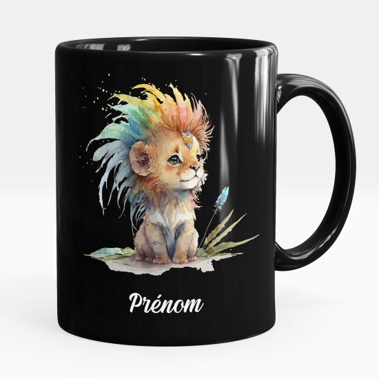 Tazza / Mug personalizzata Nero integrale - Cucciolo di leone