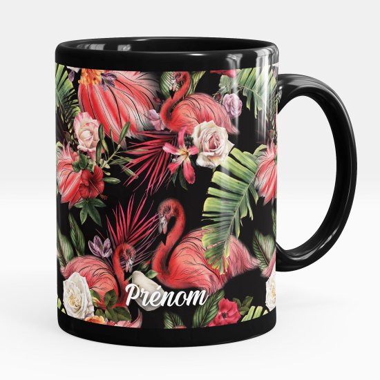 Tazza / Mug personalizzata Nero integrale - Fenicotteri rosa