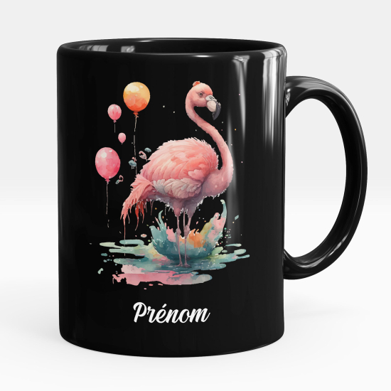 Tazza / Mug personalizzata Nero integrale - Fenicottero rosa