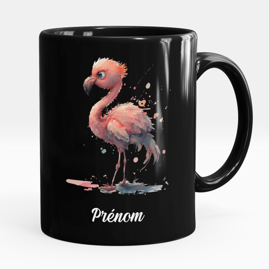 Tazza / Mug personalizzata Nero integrale - Fenicottero rosa