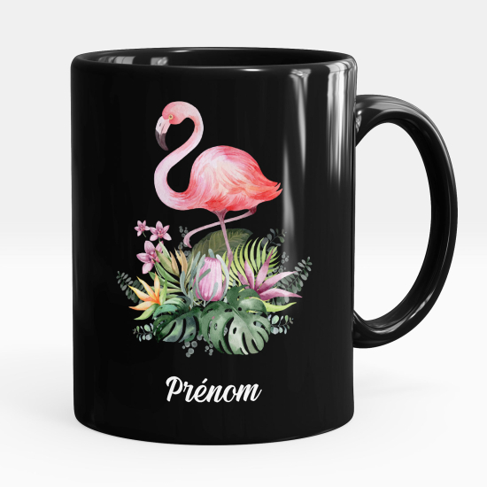 Tazza / Mug personalizzata Nero integrale - Fenicottero rosa
