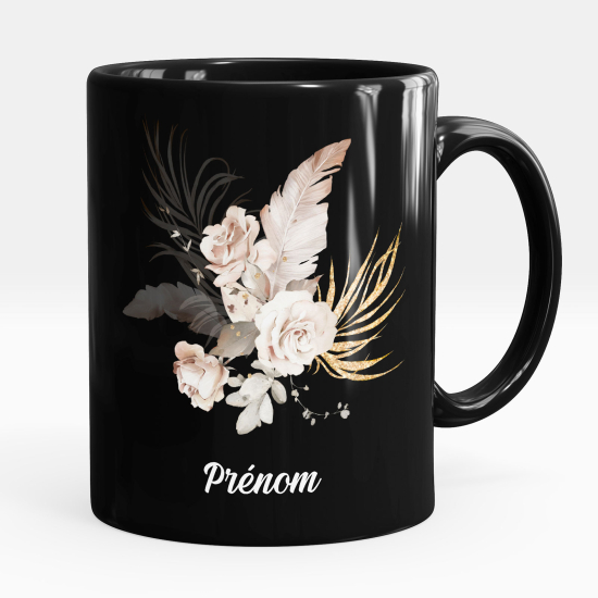 Tazza / Mug personalizzata Nero integrale - Fiori