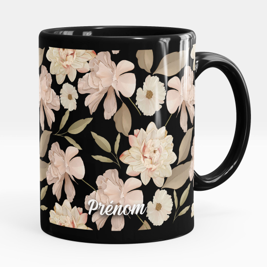 Tazza / Mug personalizzata Nero integrale - Fiori