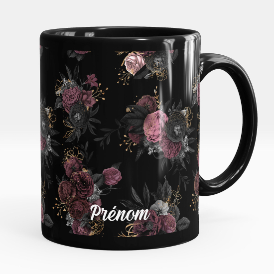 Tazza / Mug personalizzata Nero integrale - Fiori