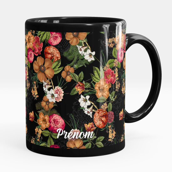 Tazza / Mug personalizzata Nero integrale - Fiori