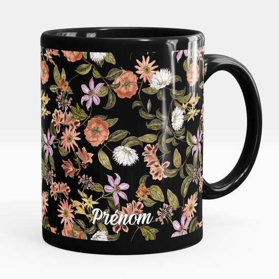 Tazza / Mug personalizzata Nero integrale - Fiori