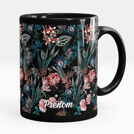 Tazza / Mug personalizzata Nero integrale - Fiori