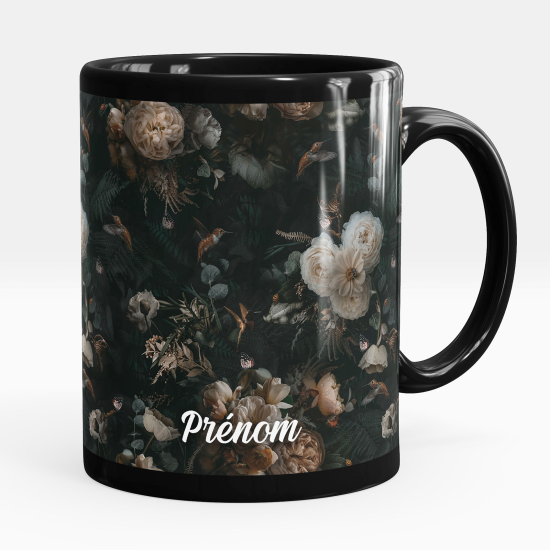 Tazza / Mug personalizzata Nero integrale - Fiori