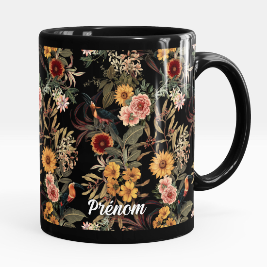 Tazza / Mug personalizzata Nero integrale - Fiori