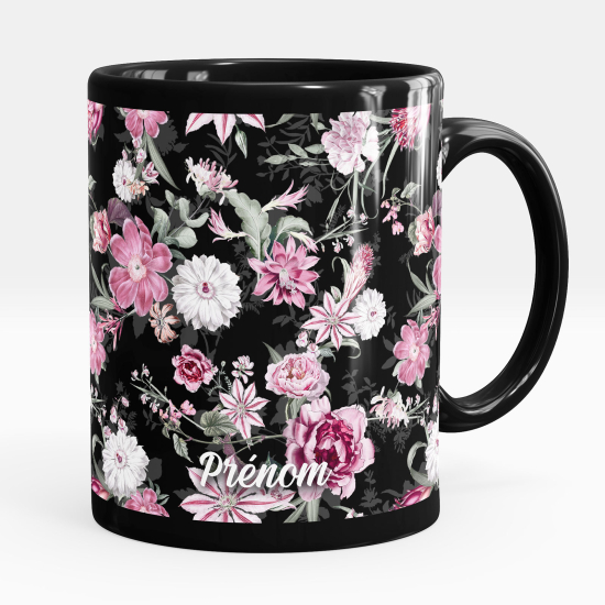 Tazza / Mug personalizzata Nero integrale - Fiori
