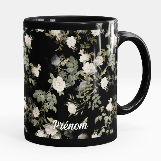 Tazza / Mug personalizzata Nero integrale - Fiori