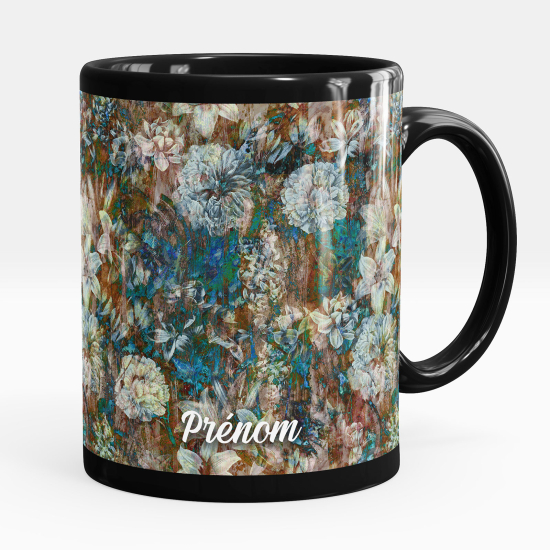 Tazza / Mug personalizzata Nero integrale - Fiori